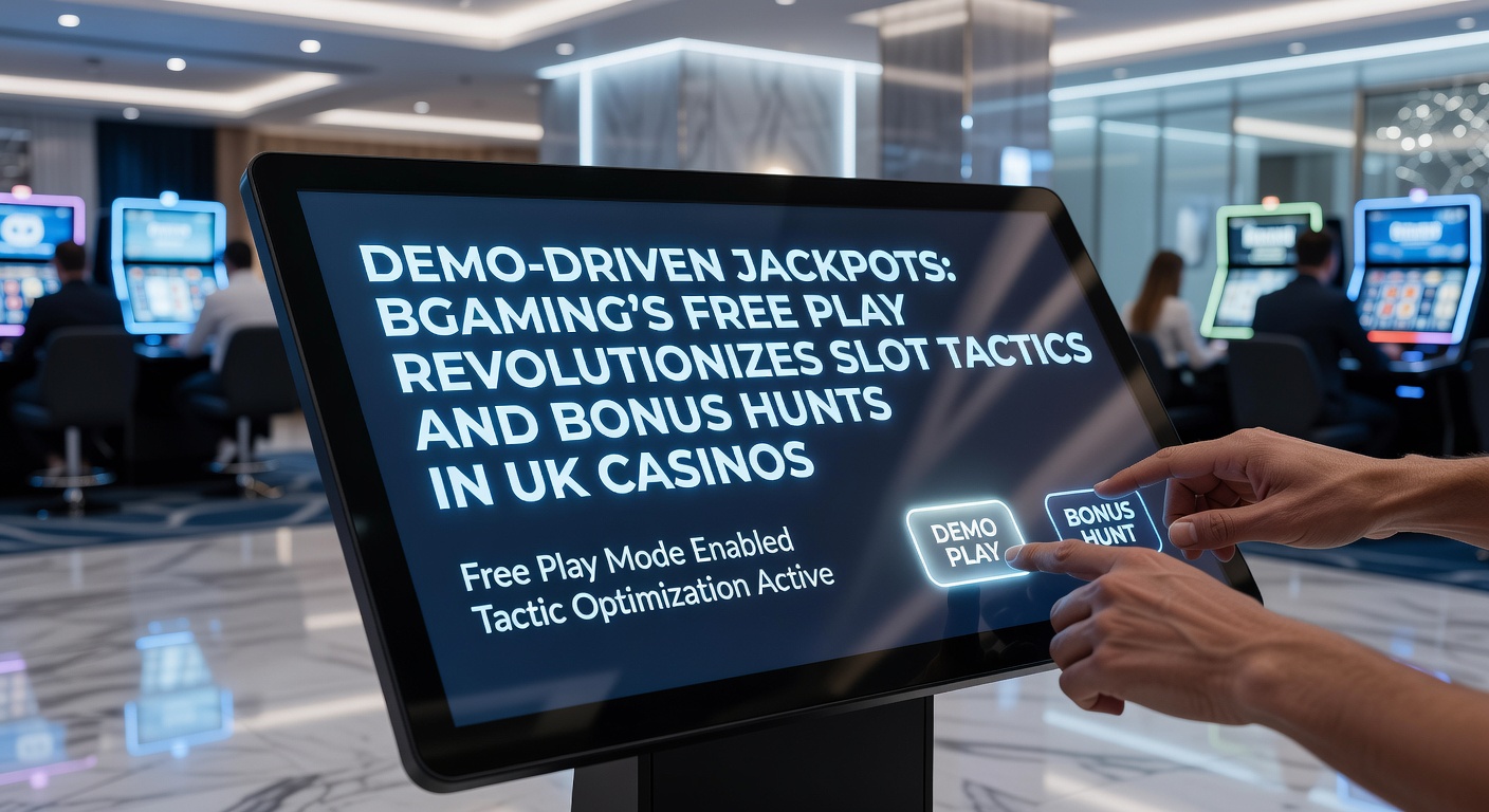 Vibrant slot reels spinning in demo mode with jackpot symbols lighting up, showcasing BGaming's free play interface on a casino screen