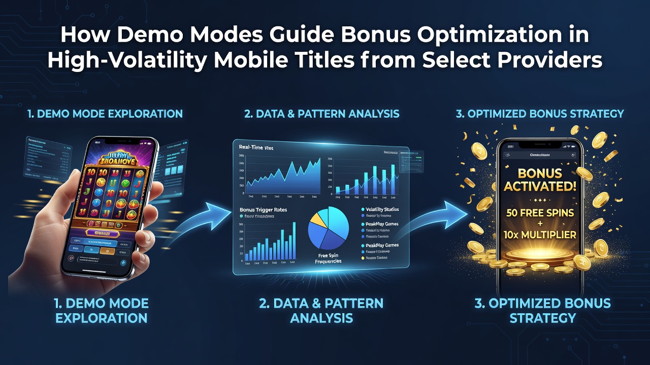 Mobile device displaying demo mode interface for a high-volatility slot game with bonus indicators highlighted