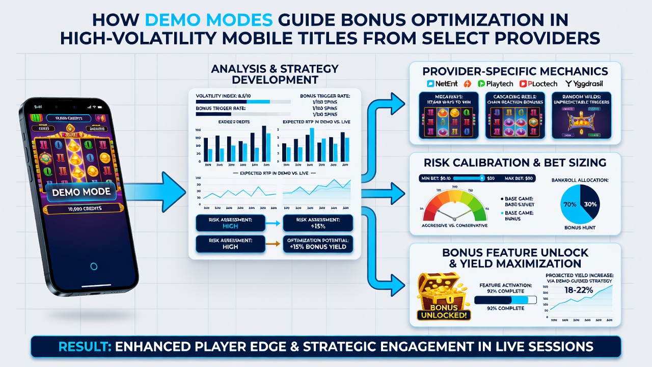 Close-up of slot reels in demo mode showing bonus multiplier accumulation and mobile interface controls