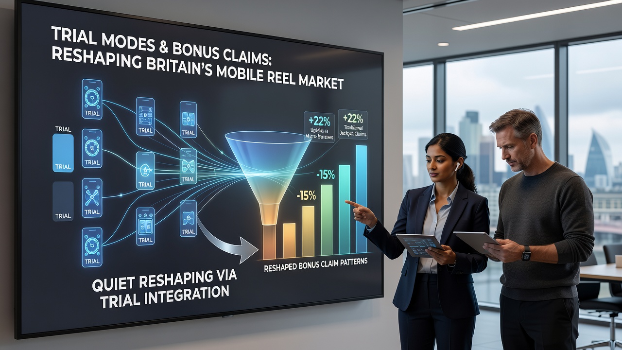 Analytics dashboard showing bonus claim trends linked to trial mode engagement on mobile devices