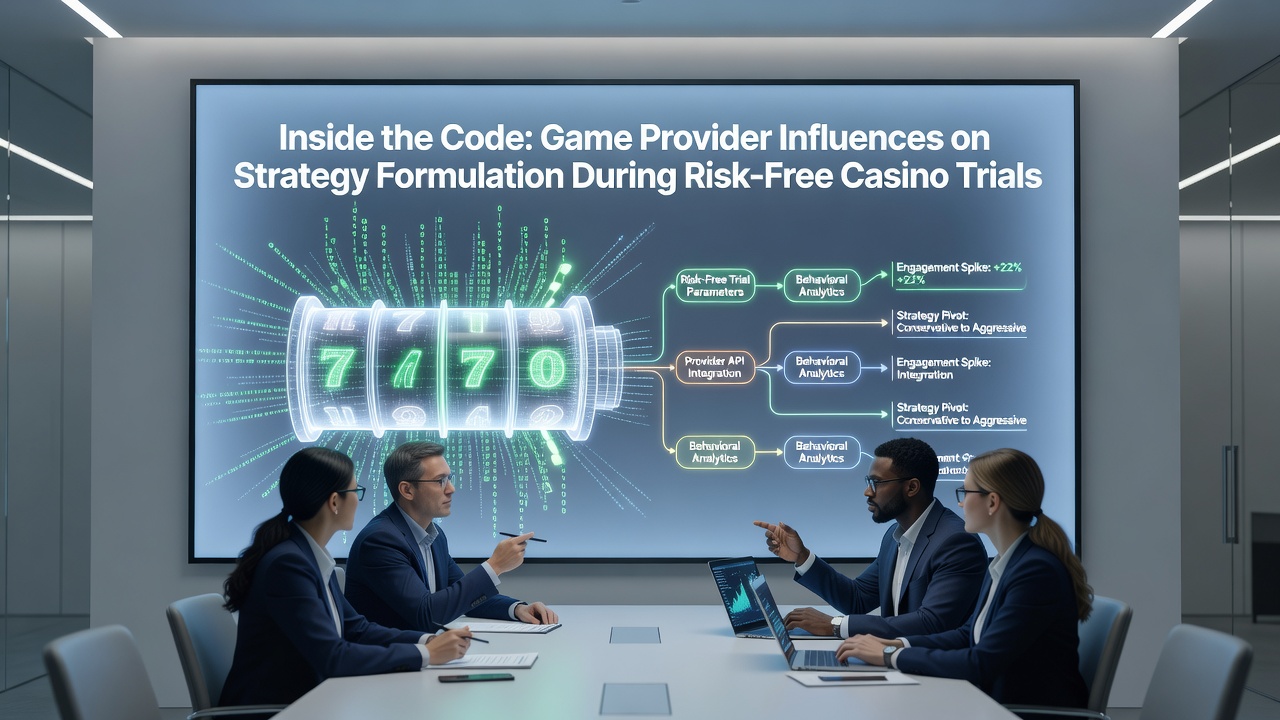 Game provider code interfaces displayed on casino trial screens showing RTP settings and feature triggers