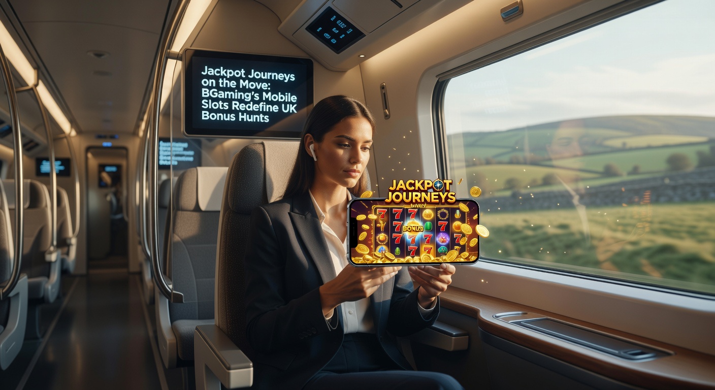 Vibrant mobile slot screen showing jackpot symbols and bonus features from BGaming games, with a smartphone in hand against a dynamic casino backdrop
