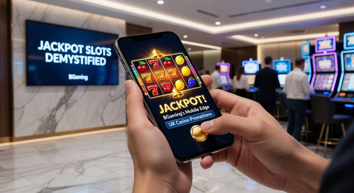 UK player on smartphone engaging with BGaming jackpot slot promo, showing bonus round activation and networked prize pool