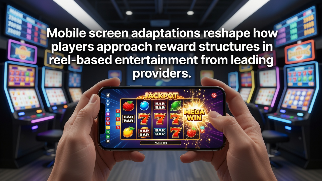 Mobile device displaying adapted reel game with visible reward indicators and touch controls