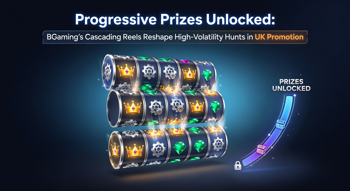 Close-up of a progressive jackpot meter filling during a cascade sequence on a BGaming high-volatility slot, with UK promotion banners overlayed