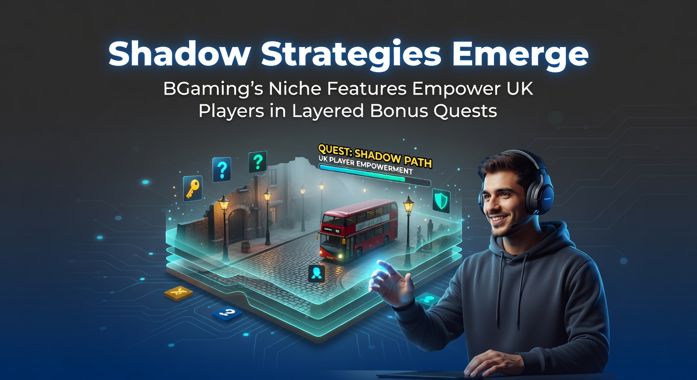 BGaming slot interface displaying layered bonus quest progression with shadow-themed multipliers and hidden triggers