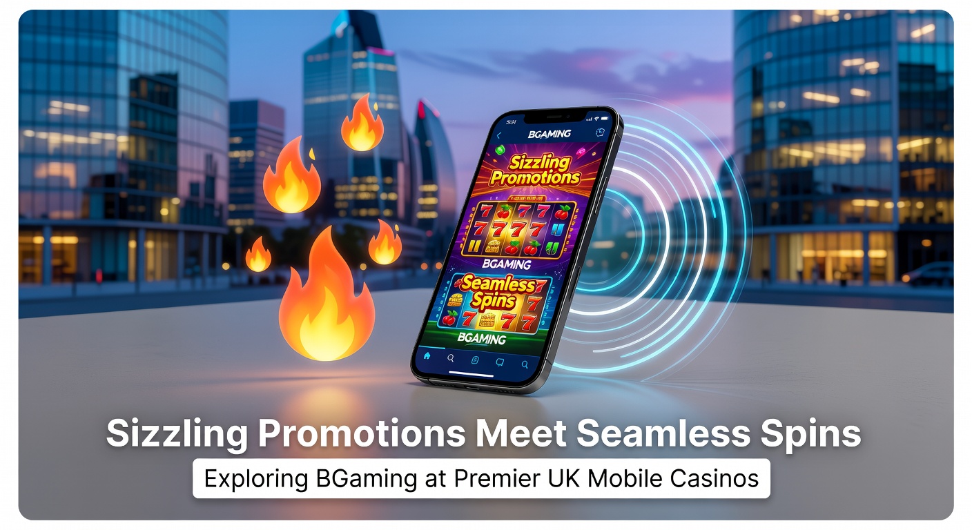 Vibrant BGaming slot interface on a mobile screen showcasing promotions and spinning reels at a UK casino app